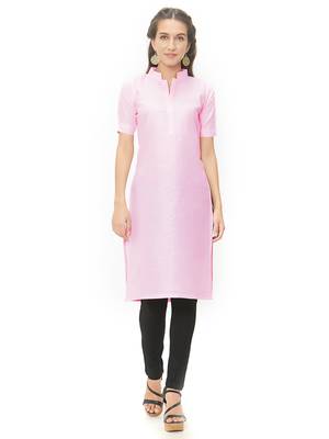 Pink plain cotton kurti 1