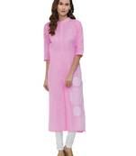 Pink Embroidered Cotton Kurti