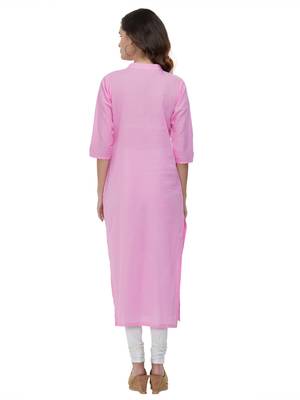 Pink Embroidered Cotton Kurti 3
