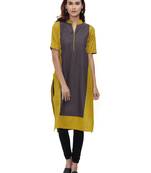 Yellow Plain Cotton Kurti