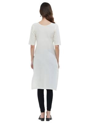 Off-white embroidered cotton kurti 3