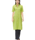 Green Plain Cotton Kurti
