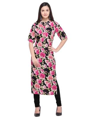 Black Printed Crepe Kurti 1