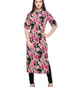 Black Printed Crepe Kurti