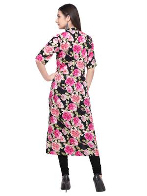 Black Printed Crepe Kurti 3