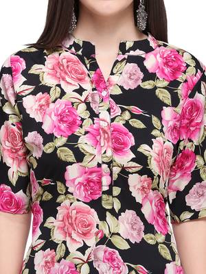 Black Printed Crepe Kurti 4
