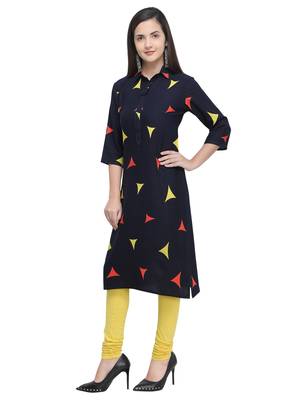 Navy-Blue Printed Rayon Kurti 2