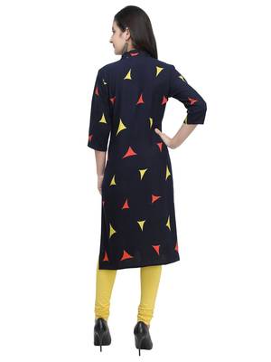 Navy-Blue Printed Rayon Kurti 3