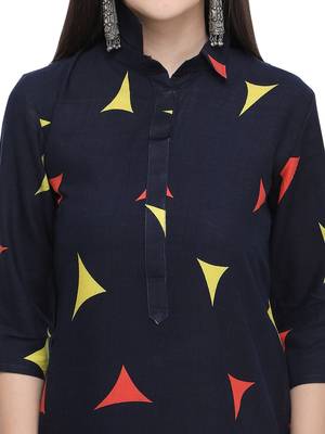 Navy-Blue Printed Rayon Kurti 4