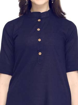 Navy-blue plain cotton kurti 4