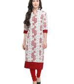 Off-white printed cotton kurti