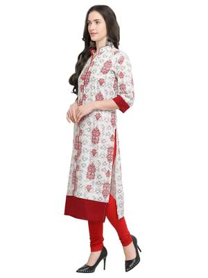 Off-white printed cotton kurti 2