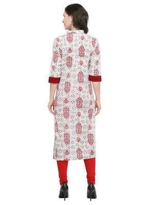 Off-white printed cotton kurti 3