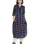 Navy-blue printed rayon kurti