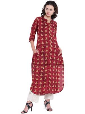 Coral printed rayon kurti 1