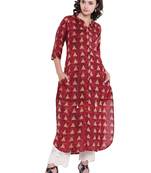 Coral printed rayon kurti