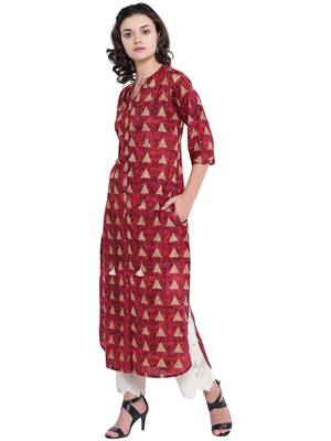 Coral printed rayon kurti 3