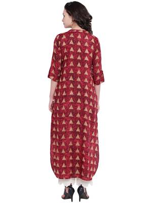 Coral printed rayon kurti 4