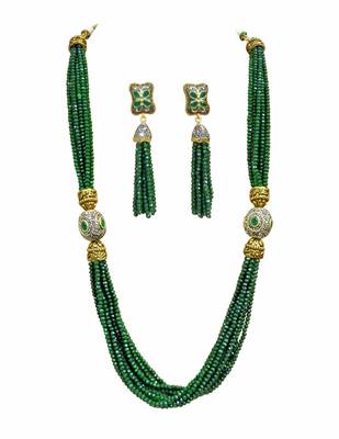 Green Tanjore Onex  Agate Necklace Sets 1