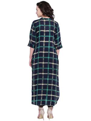 Navy-blue printed rayon kurti 4