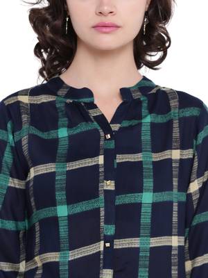 Navy-blue printed rayon kurti 5