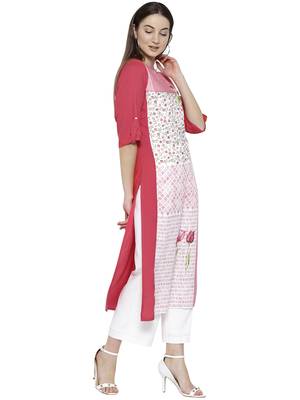 Peach printed rayon kurti 3
