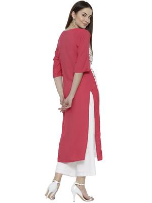 Peach printed rayon kurti 4