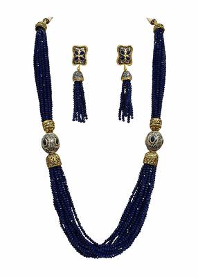 Blue Onyx Tanjore Necklace Women Sets 1