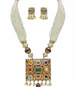 Navratna Jaipuri Jadau Pearl White Mala Necklace Sets