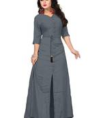 Grey Plain Rayon Kurti