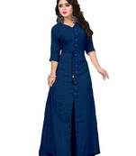 Navy-Blue Plain Rayon Kurti