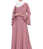 Dusty Pink Plain A-Line Nida Kaftan Abaya With Hijab