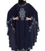 Dark Blue Crepe Resham Embroidered Kaftan