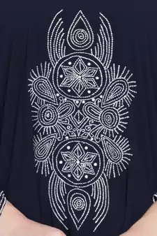 Dark Blue Crepe Resham Embroidered Kaftan