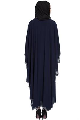 Dark Blue Crepe Resham Embroidered Kaftan 5