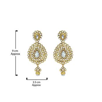 Gold plated stones kundans necklace earrings bollywood party necklace set 3