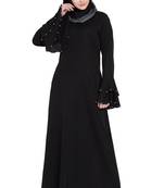 Black Nida Solid Abaya With Matching Hijab