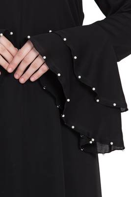 Black Nida Solid Abaya With Matching Hijab 4