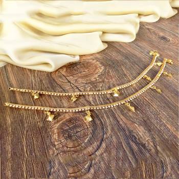 Gold Plated Ad Stone Box Minimal Anklets 1