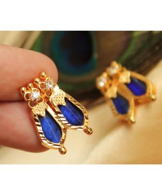Beautiful Blue Nagapadam Palakka Designer Earrings 2