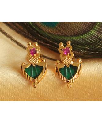 Beautiful Pink Green Palakka Designer Earrings 1