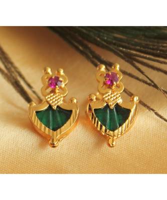 Beautiful Pink Green Palakka Designer Earrings 2