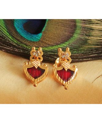 Beautiful Red Palakka Designer Earrings 