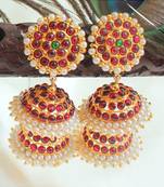 Beautiful Kemp Green Pearl Designer Jhumka