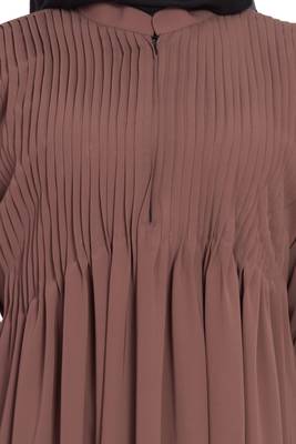 Rose Gold Crepe Solid Abaya With Hijab 5