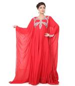 Red Georgette Embroidered Zari Work Islamic Kaftans