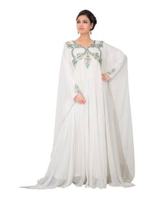 Cream Georgette Embroidered Zari Work Islamic Kaftans 1