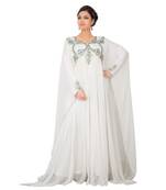 Cream Georgette Embroidered Zari Work Islamic Kaftans