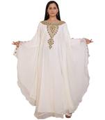 Cream Georgette Embroidered Zari Work Islamic Kaftans