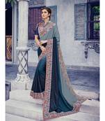 grey embroidered silk blend saree with blouse